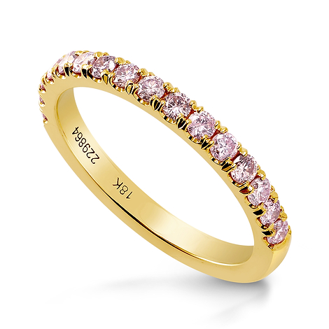 18K Yellow Gold Fancy Pink Diamond Band Ring, SKU 229864 (0.39Ct TW)