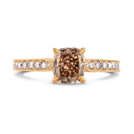  Fancy Brown Cushion & Pave Diamond Ring, SKU 230355 (1.6Ct TW)