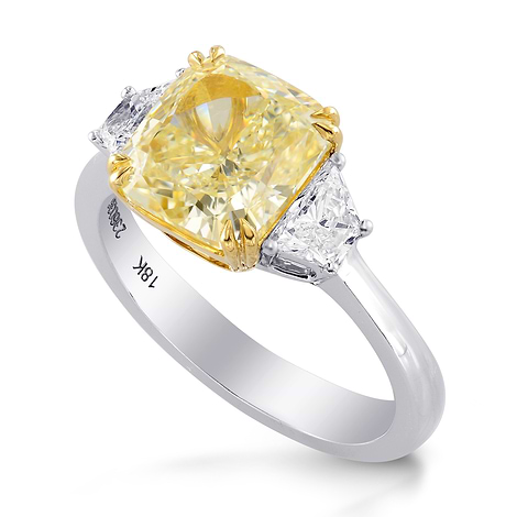 Fancy Light Yellow Cushion Diamond Ring, SKU 236036 (3.54Ct TW)