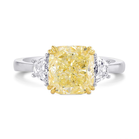 Fancy Light Yellow Cushion Diamond Ring, SKU 236036 (3.54Ct TW)