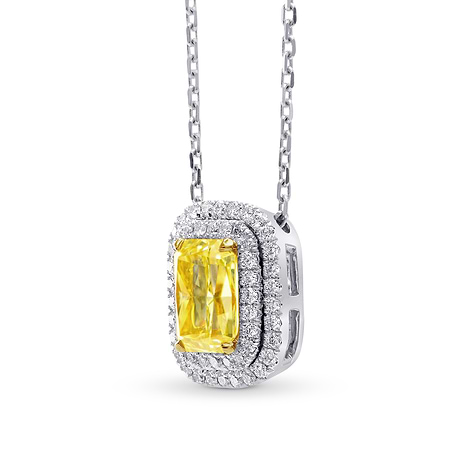 Fancy Intense Yellow Radiant Diamond Double Halo Pendant, SKU 236200 (1.2Ct TW)
