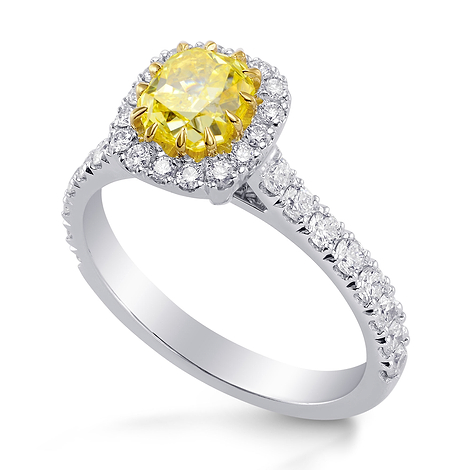 Fancy Intense Yellow Radiant Halo Diamond Ring, SKU 236202 (1.24Ct TW)