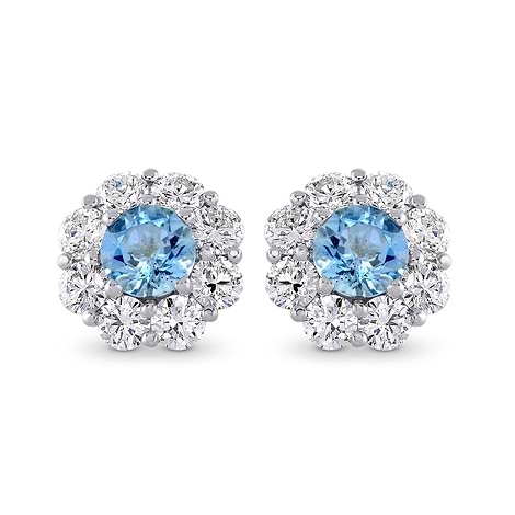  Aquamarine & Diamond Halo Earrings, SKU 236461 (2.42Ct TW)