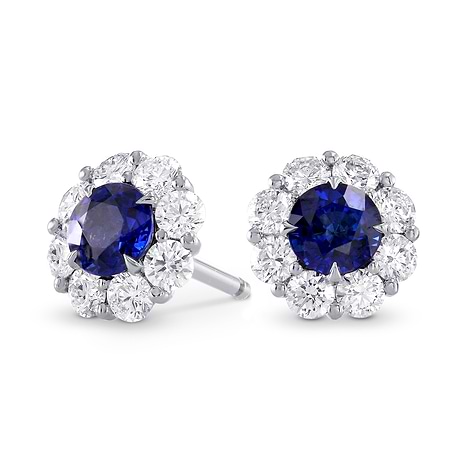 Sapphire and Diamond Halo Earrings, SKU 237899 (1.82Ct TW)
