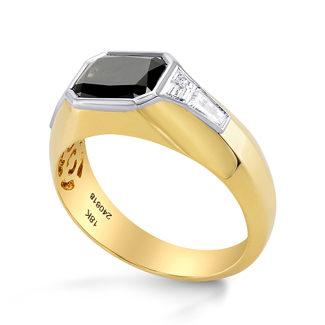 Fancy Black Radiant Diamond Mens Ring, SKU 240618 (3.69Ct TW)