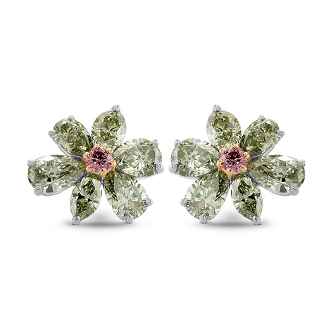 Fancy Vivid Pink & Yellowish Green Diamond Earrings, SKU 240857 (2.06Ct TW)