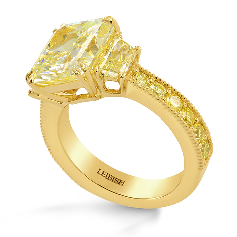 Light Yellow Radiant and Fancy Light Yellow Trapezoid Diamond Ring, SKU 244518 (5.64Ct TW)