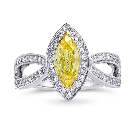 Fancy Yellow Marquise Diamond Engagement Ring, SKU 246125 (1.63Ct TW)
