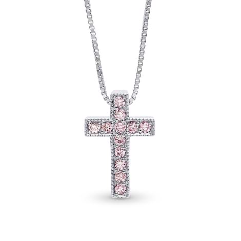 Fancy Pink Diamond Cross Pendant, SKU 246994 (0.08Ct TW)