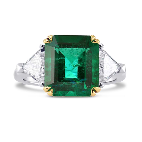Emerald Gemstone and Triangle Diamond Ring (4.96Ct TW)