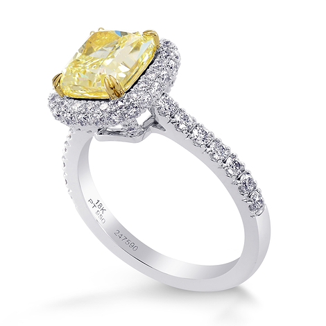 Fancy Light Yellow Cushion Diamond Engagement and Wedding Ring Set, SKU 247590 (4.70Ct TW)