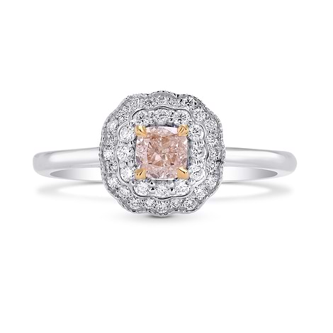 Fancy Light Orangy Pink Cushion Diamond Ring, SKU 249581 (0.57Ct TW)