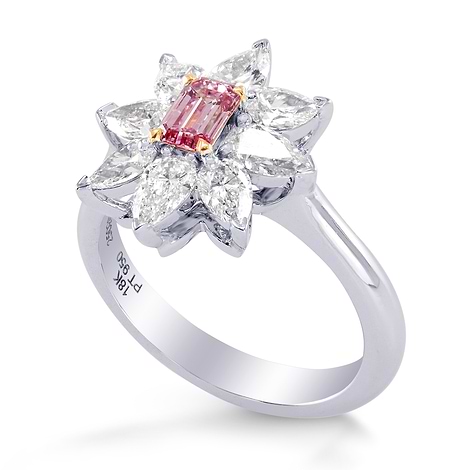 Argyle Fancy Intense Purplish Pink Emerald & Pear Diamond Ring, SKU 250965 (1.23Ct TW)
