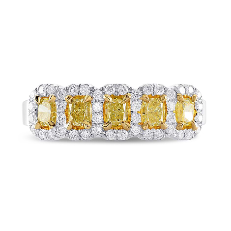  Fancy Light Yellow Radiant Diamond 5 Stone Ring, SKU 251949 (1.00Ct TW)