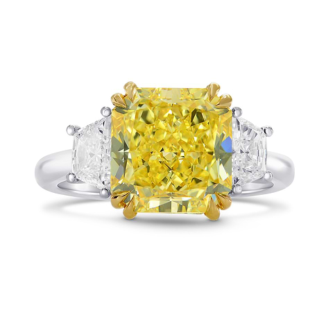Fancy Intense Yellow Radiant & Trapezoid Diamond Ring, SKU 253750 (3.86Ct TW)