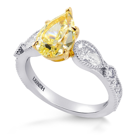 Fancy Yellow Pear Diamond Ring, SKU 254181 (3.01Ct TW)