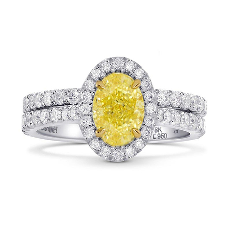  Fancy Intense Yellow, Oval Diamond Engagement & Wedding Ring Set, SKU 254845 (2.04Ct TW)