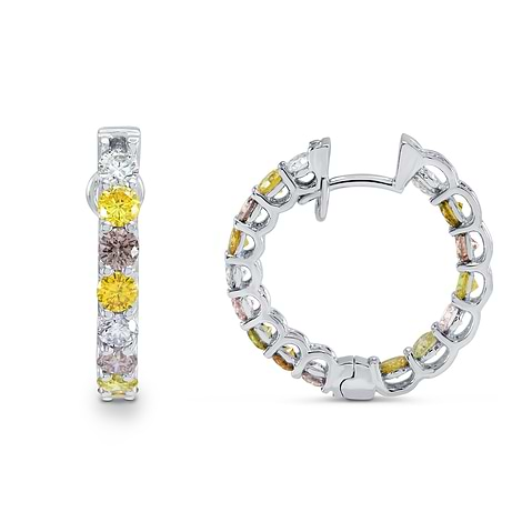 Multicolored Diamond Hoop Earrings, SKU 2835R (2.5Ct TW)