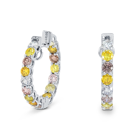 Multicolored Diamond Hoop Earrings, SKU 2835R (2.5Ct TW)