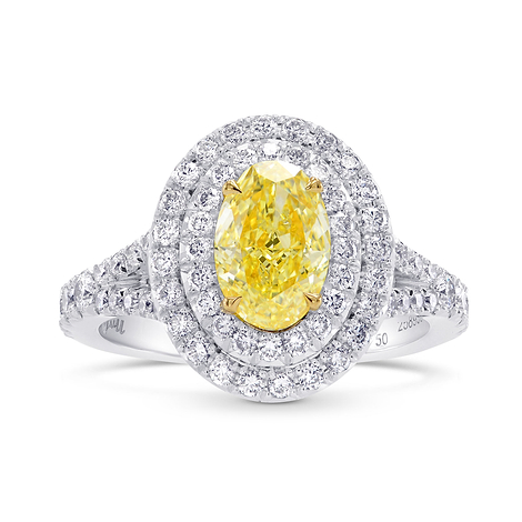 Fancy Yellow Oval Double Halo Ring, SKU 258956 (1.78Ct TW)