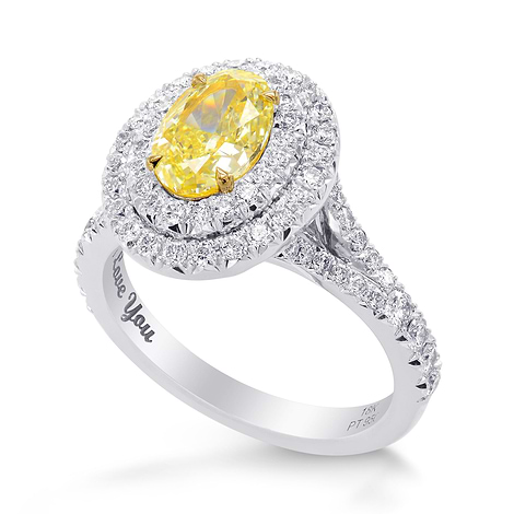  Fancy Yellow Oval Double Halo Ring, SKU 258956 (1.78Ct TW)