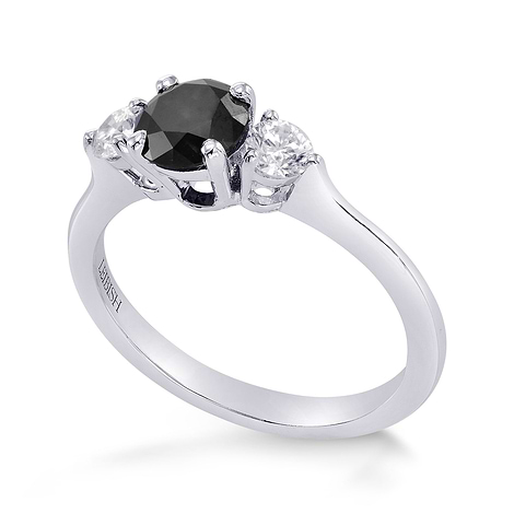  Fancy Black & White Diamond Round Brillant 3 Stones Ring, SKU 260884 (1.10Ct TW)