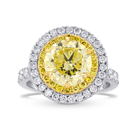 Fancy Yellow Diamond Double Halo Ring, SKU 261956 (3.45Ct TW)