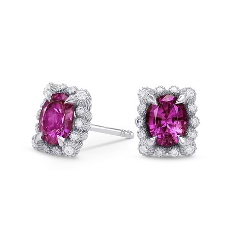 Pink Sapphire & Diamond Halo Earrings, SKU 263953 (1.56Ct TW)