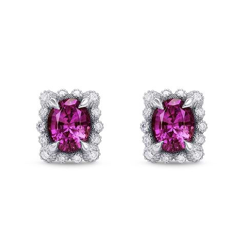 Pink Sapphire & Diamond Halo Earrings, SKU 263953 (1.56Ct TW)
