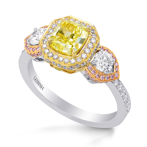 Custom-made Fancy Intense Yellow, Pink & White Diamond Ring, SKU 264415 (2.67Ct TW)