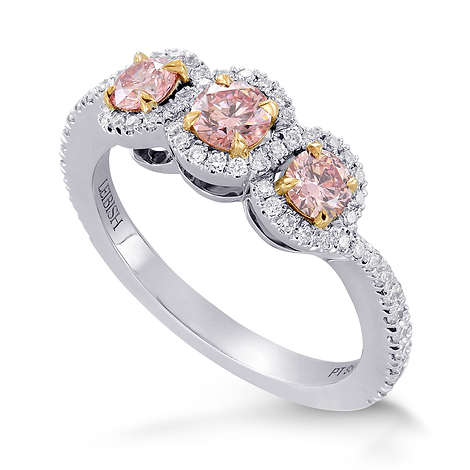 Argyle Fancy Pink Diamond 3 Stone Ring (0.86Ct TW)