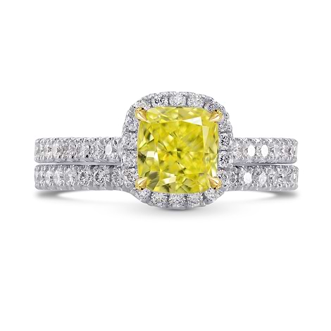 Fancy Intense Yellow Halo Ring with Matching Wedding Band, SKU 268164 (1.71Ct TW)