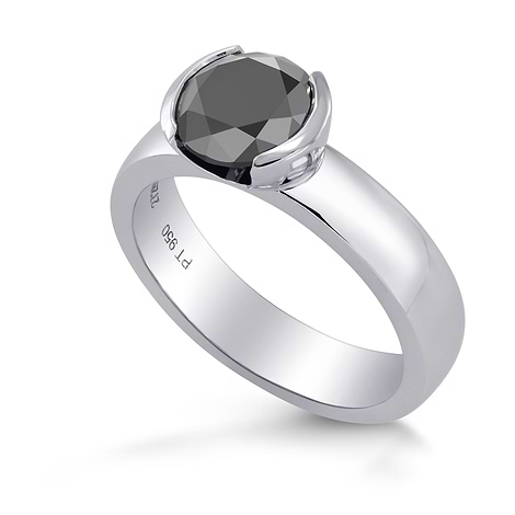 Fancy Black Round Brilliant Diamond Ring, SKU 272850 (1.94Ct TW)