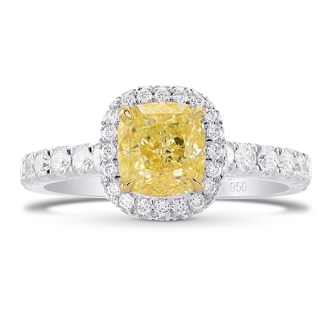 Fancy Light Yellow Cushion Diamond Halo Ring, SKU 274202 (1.56Ct TW)