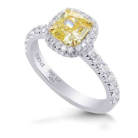 Fancy Light Yellow Cushion Diamond Halo Ring, SKU 274202 (1.56Ct TW)