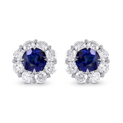 Sapphire & Diamond Floral Halo Earrings, SKU 274469 (1.99Ct TW)