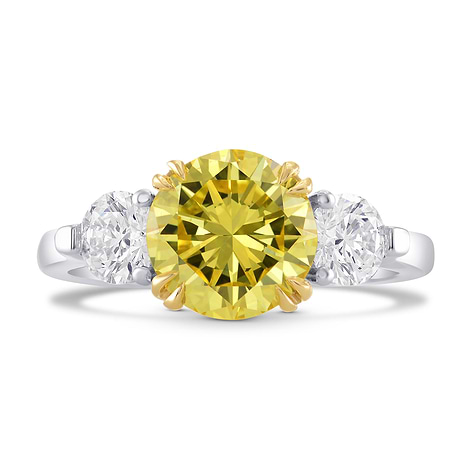  Fancy Vivid Yellow 3 Stone Diamond Ring, SKU 278741 (2.64Ct TW)