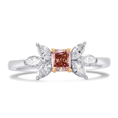 Fancy Intense Orangy Pink Radiant Diamond Ring (0.88Ct TW)