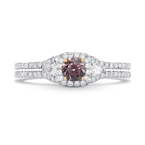 Fancy Purplish Pink & Colorless Pear and Pave Diamond Ring, SKU 281430 (0.67Ct TW)