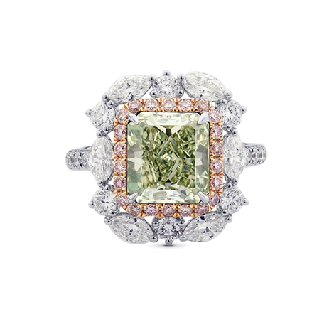 Fancy Intense Yellow Green & Pink Diamond Ring (5.19Ct TW)