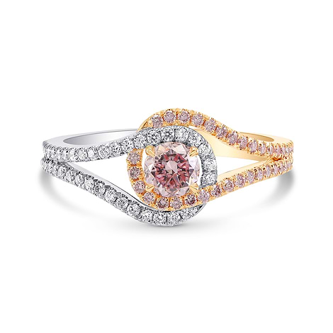 Fancy Pink Round Diamond & Pave Cross-over Ring (0.68Ct TW)