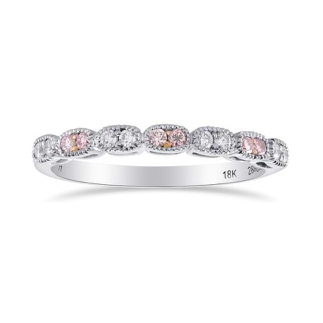 Pink & White Diamond Band Ring with Milgrain (0.19Ct TW)