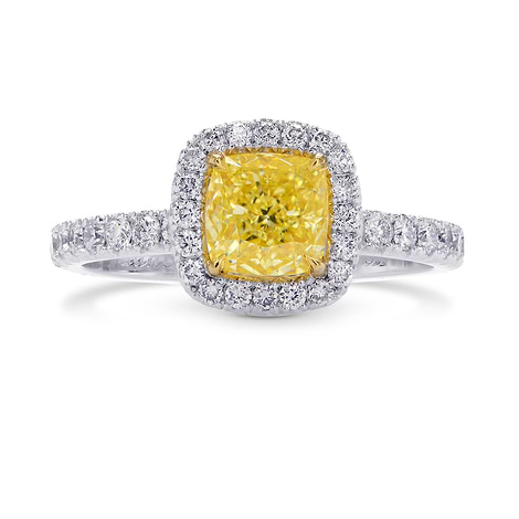 Queens Halo Fancy Intense Yellow Diamond Ring (1.63Ct TW)