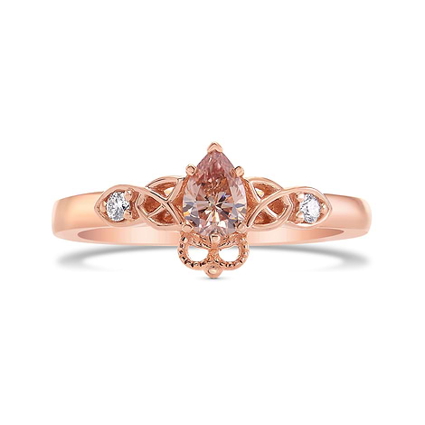 Fancy Brownish Pink Pear Diamond Ring (0.30Ct TW)