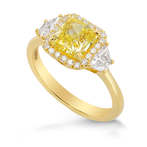 Fancy Intense Yellow Radiant & Trapezoid Diamond Ring (2.23Ct TW)