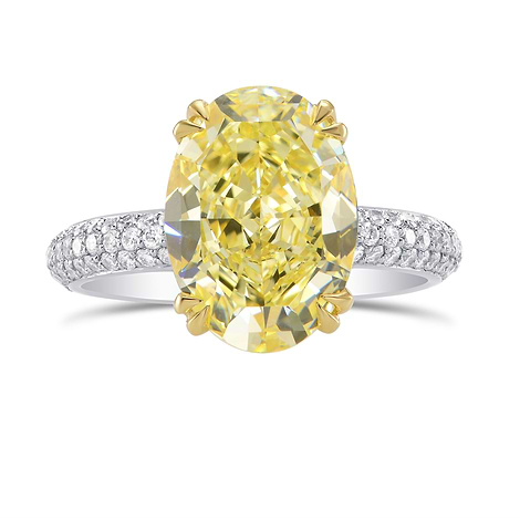 Fancy Light Yellow, Oval Diamond Ring (4.66Ct TW)