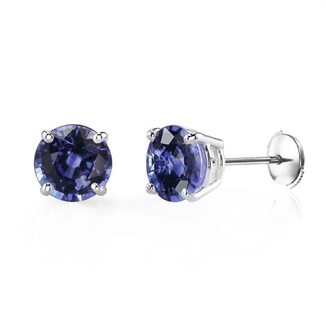 Round Sapphire Stud Earrings (1.67Ct TW)