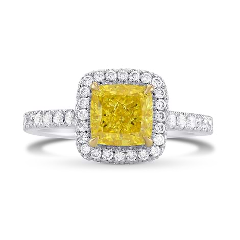 Fancy Vivid Yellow Cushion Diamond Ring (2.04Ct TW)