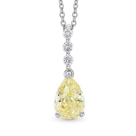 Fancy Light Yellow Pear Diamond Drop Pendant (1.23Ct TW)