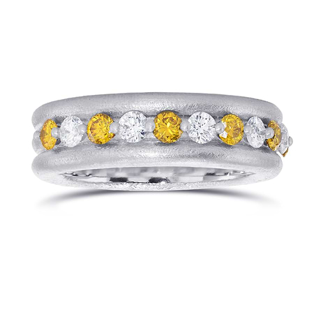 Orangy Yellow & White Diamond Band Ring (1.10Ct TW)